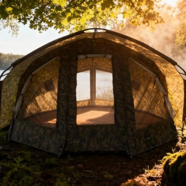 Explorez tous les avantages de la tente de pêche MK-Angelsport Fort Knox 2.0 Ghost : imperméabilité et espace pour des parties de pêche confortables.