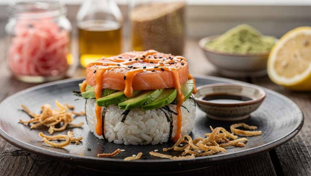 Recette sushi burger : saumon & avocat