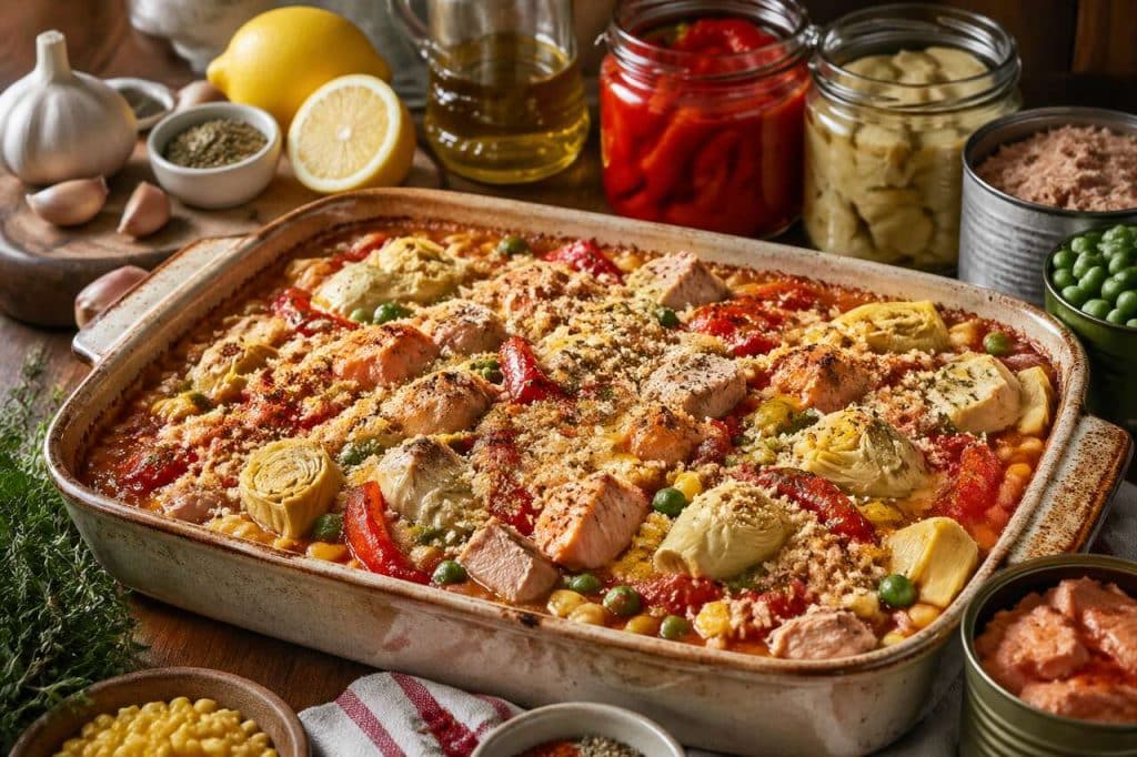 Cassolette de poisson au four et légumes colorés
