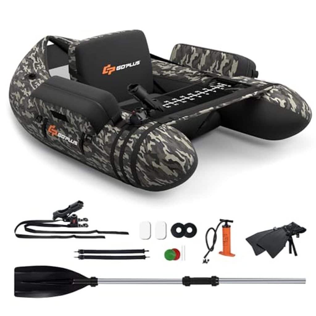 Test du bateau de pêche gonflable camouflage de GOPLUS