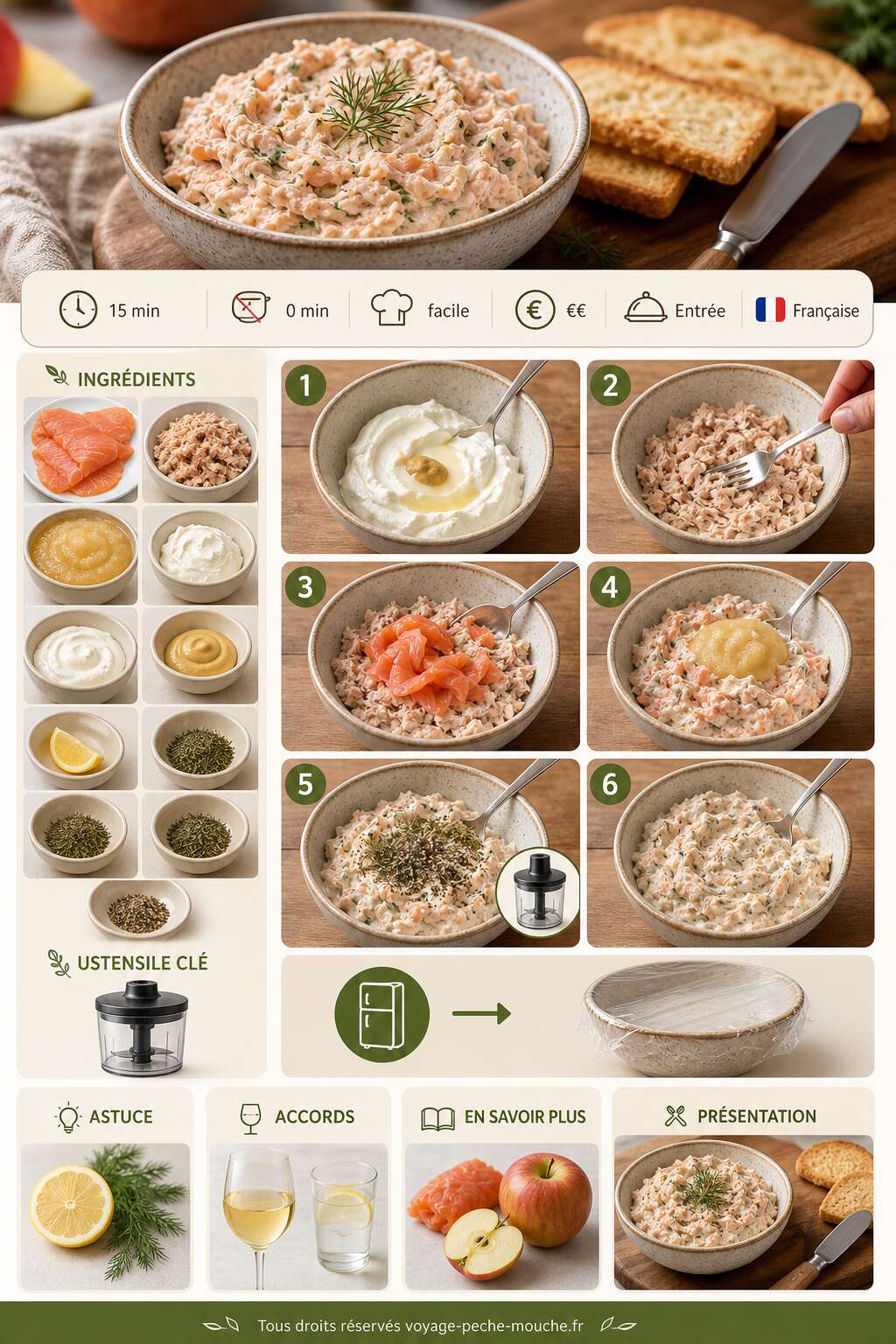 Fiche recette Rillettes de truite à la pomme : recette gourmande et facile Fiche recette Rillettes de truite à la pomme : recette gourmande et facile