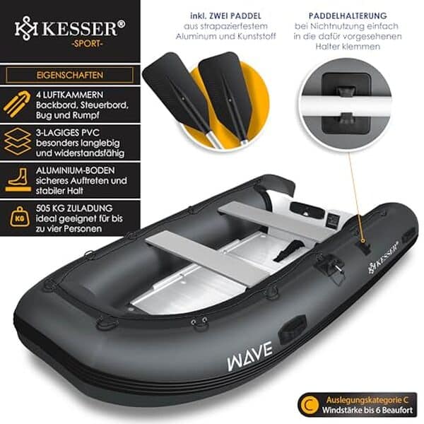 Découvrez notre test complet du KESSER Wave 3, un bateau pneumatique de 3, 20 m idéal pour les sorties en famille. Capacité de 4 personnes, performance et confort garantis !