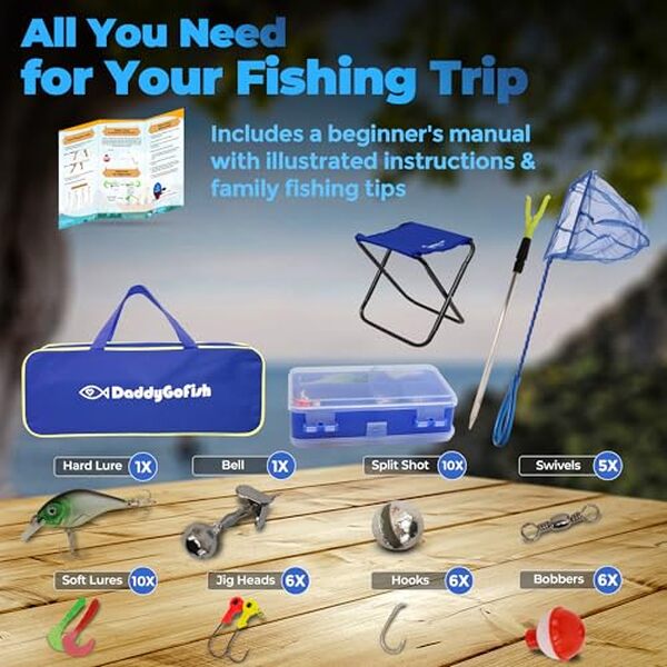 Découvrez notre test complet de la canne à pêche télescopique DaddyGoFish bleu 5ft avec accessoires pour enfants. Avis, caractéristiques et recommandations pour débuter la pêche en famille.