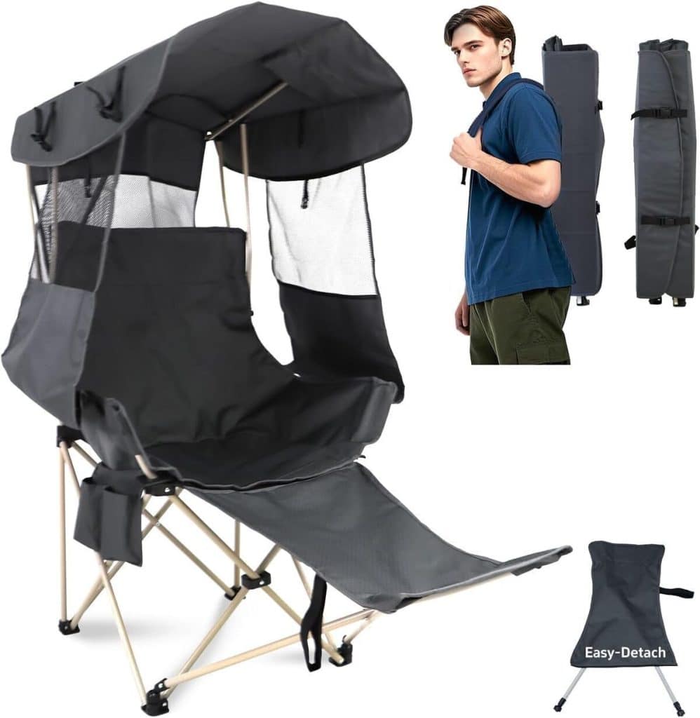 Test : chaise de camping avec auvent intégré pour un confort optimal