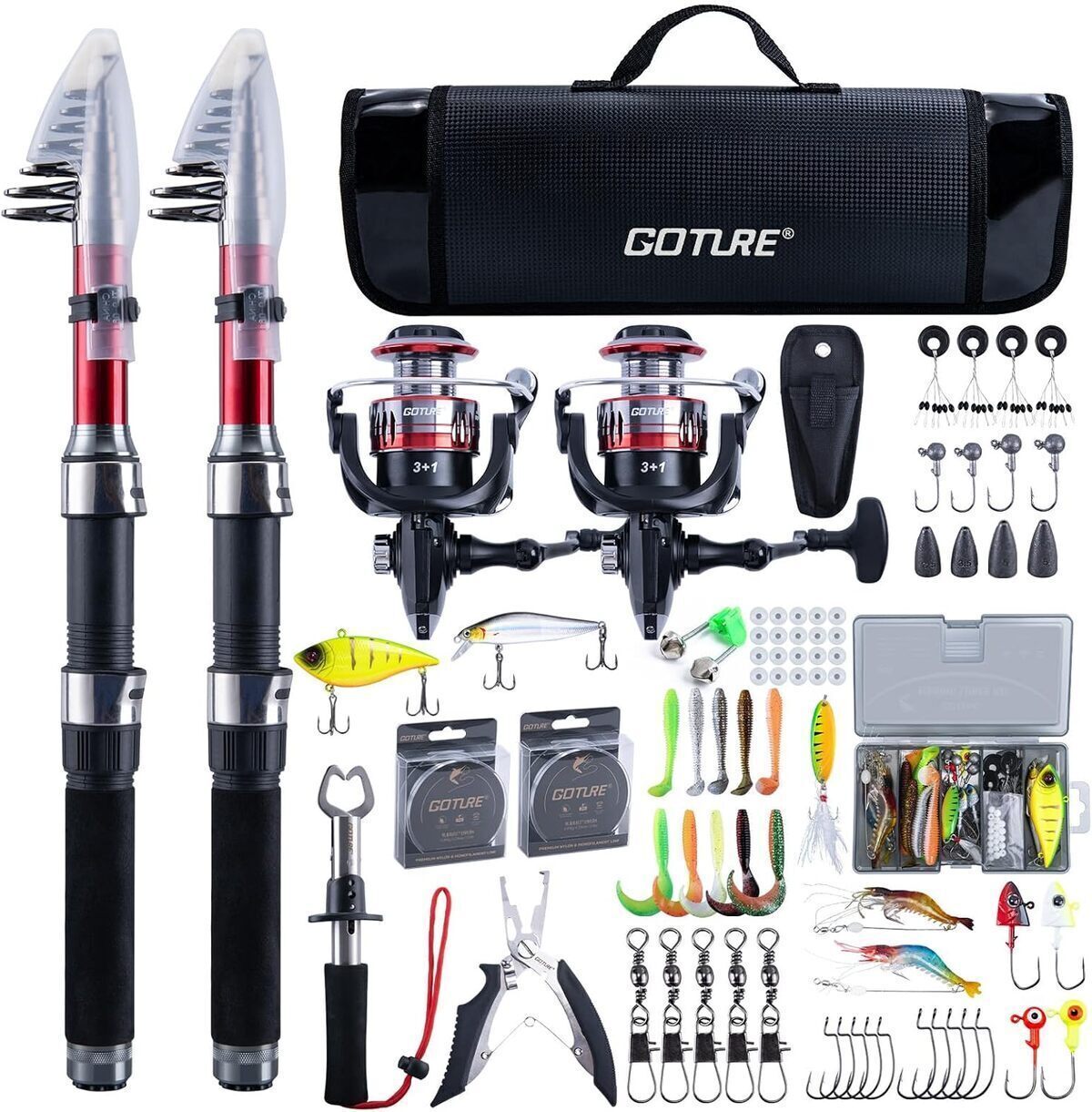Test du kit de pêche Goture : cannes télescopiques et moulinet performant