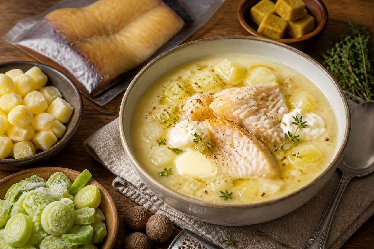 Soupe poireaux pommes de terre au haddock : recette délicieuse