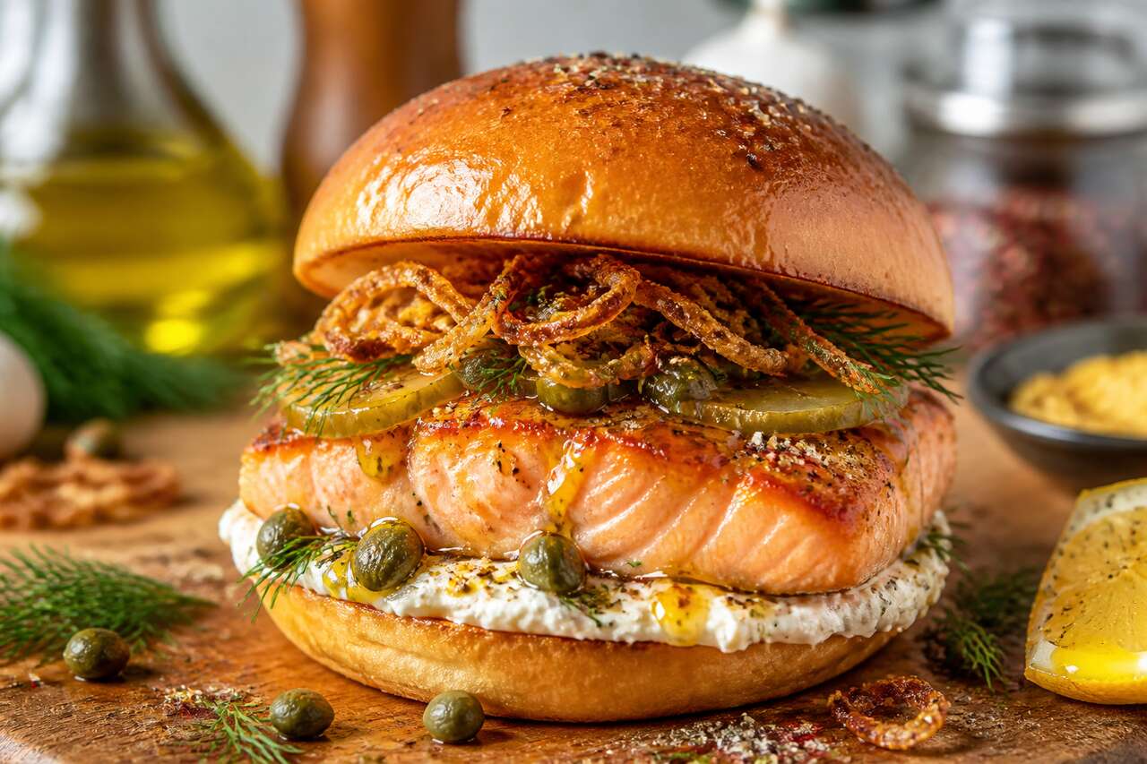 Recette de fresh burger au saumon mi-cuit