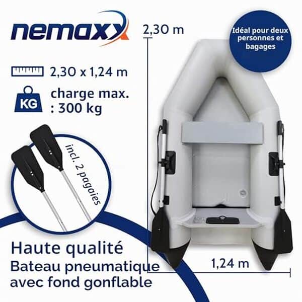 Découvrez notre test détaillé du bateau pneumatique Nemaxx 230 cm : performances, avantages et verdict pour vos sorties de pêche en eau douce et côtière.