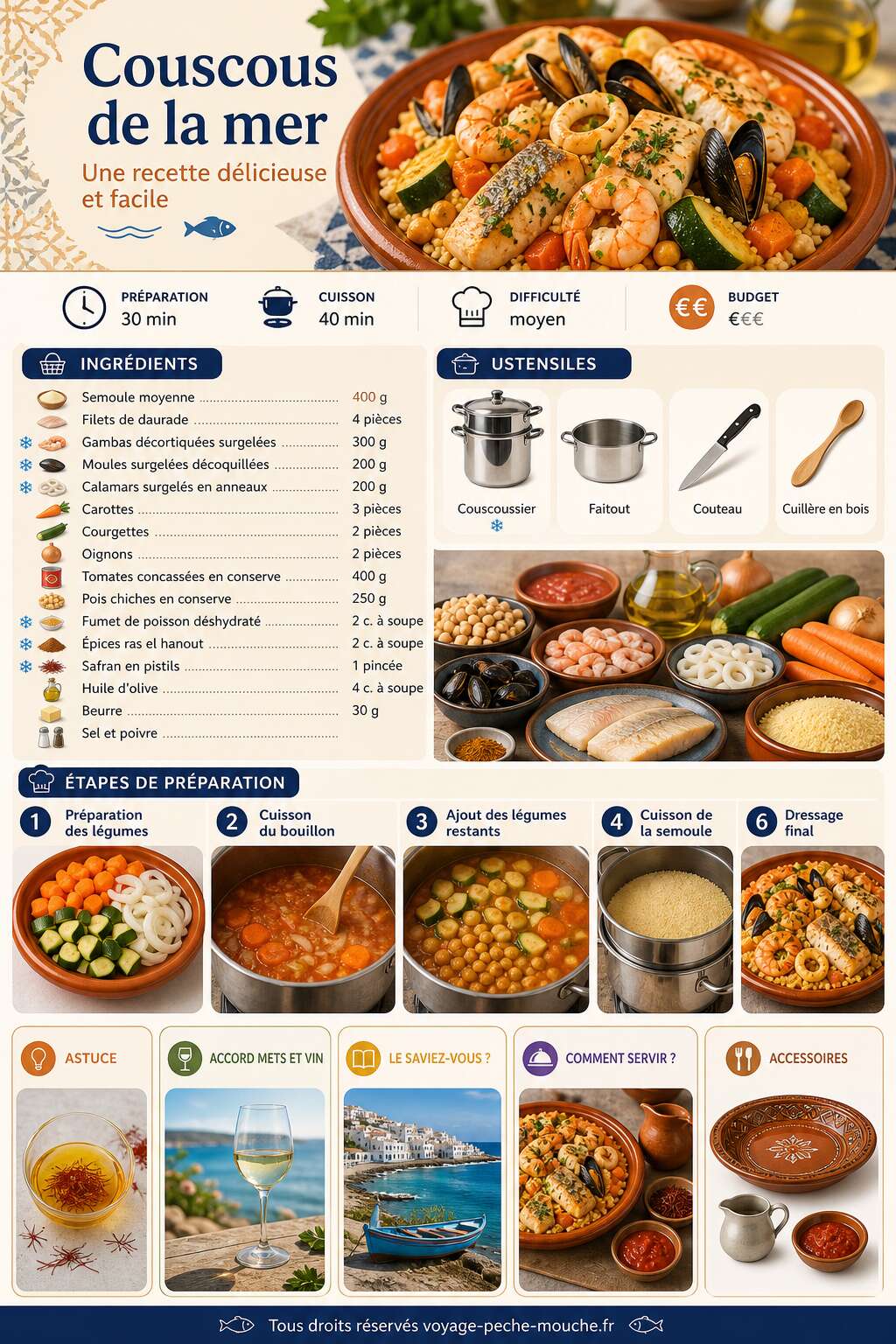 Fiche recette Couscous de la mer : une recette délicieuse et facile Fiche recette Couscous de la mer : une recette délicieuse et facile