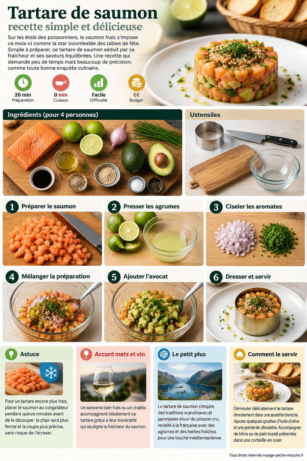 Fiche recette Tartare de saumon : recette simple et délicieuse Fiche recette Tartare de saumon : recette simple et délicieuse