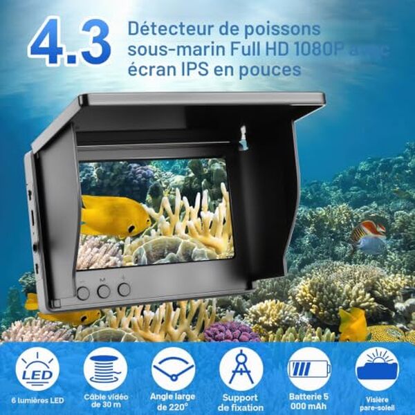Découvrez notre test détaillé de la caméra de pêche Comeder avec batterie 5000 mAh, écran 4, 3 pouces et vision nocturne pour vos sessions de pêche sous-marine.