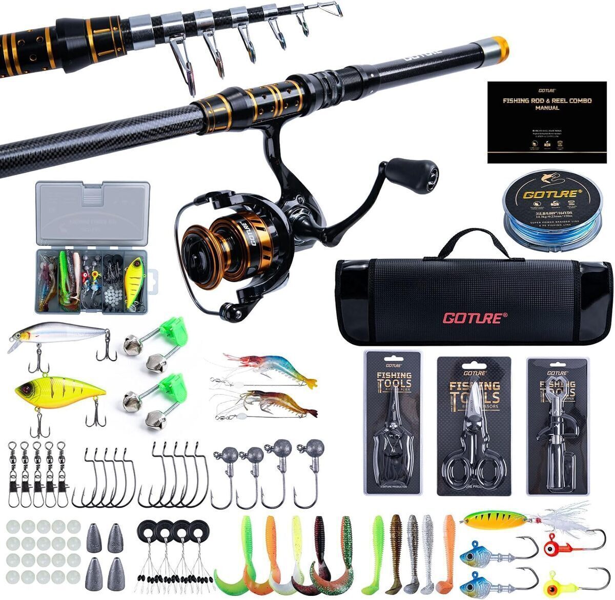 Test : canne à pêche Goture carbone 24T professionnelle complète