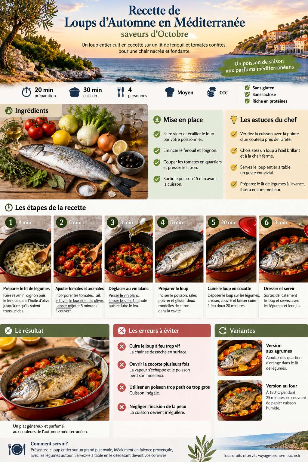 Fiche recette Recette de Loups d'Automne en Méditerranée : saveurs d'Octobre Fiche recette Recette de Loups d'Automne en Méditerranée : saveurs d'Octobre