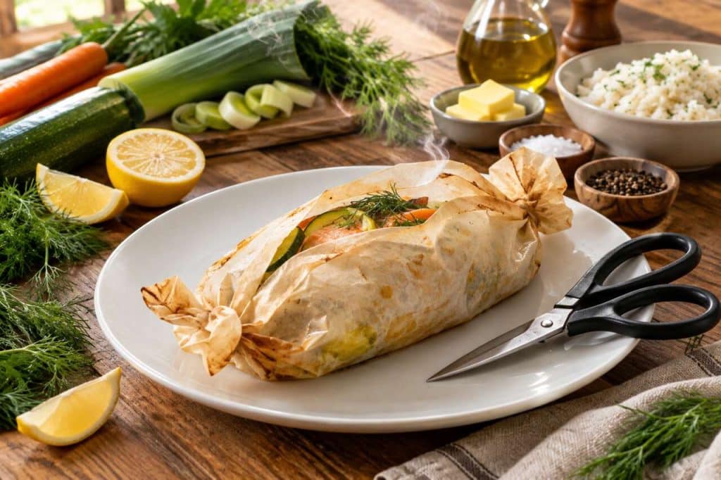 Papillote de saumon au four : recette facile et savoureuse