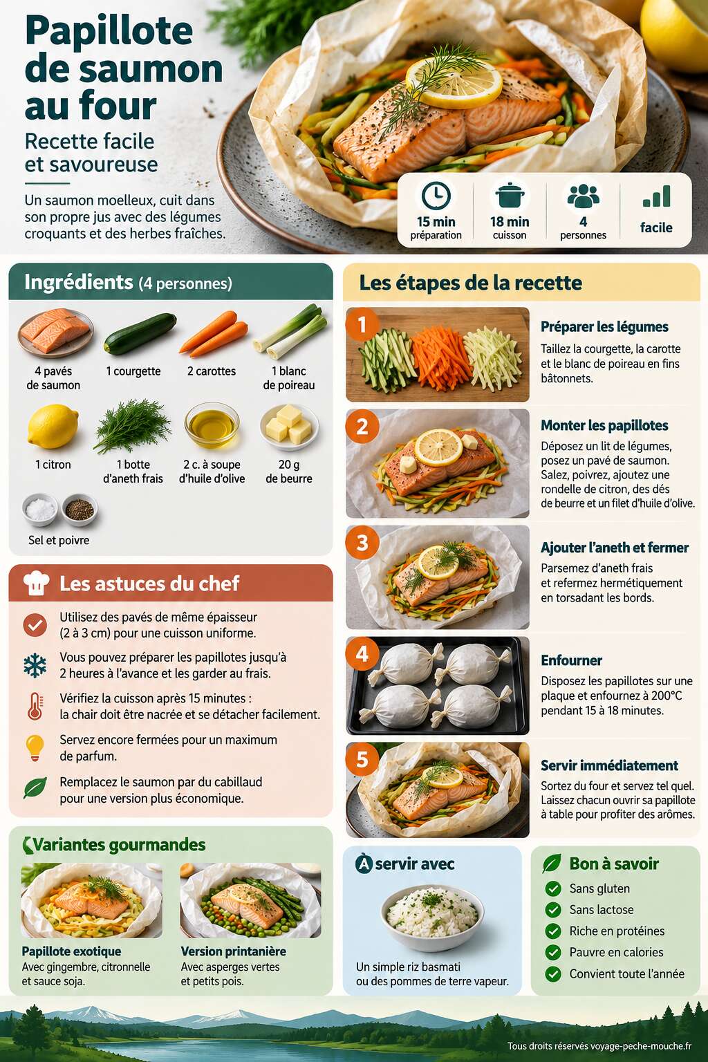 Fiche recette Papillote de saumon au four : recette facile et savoureuse