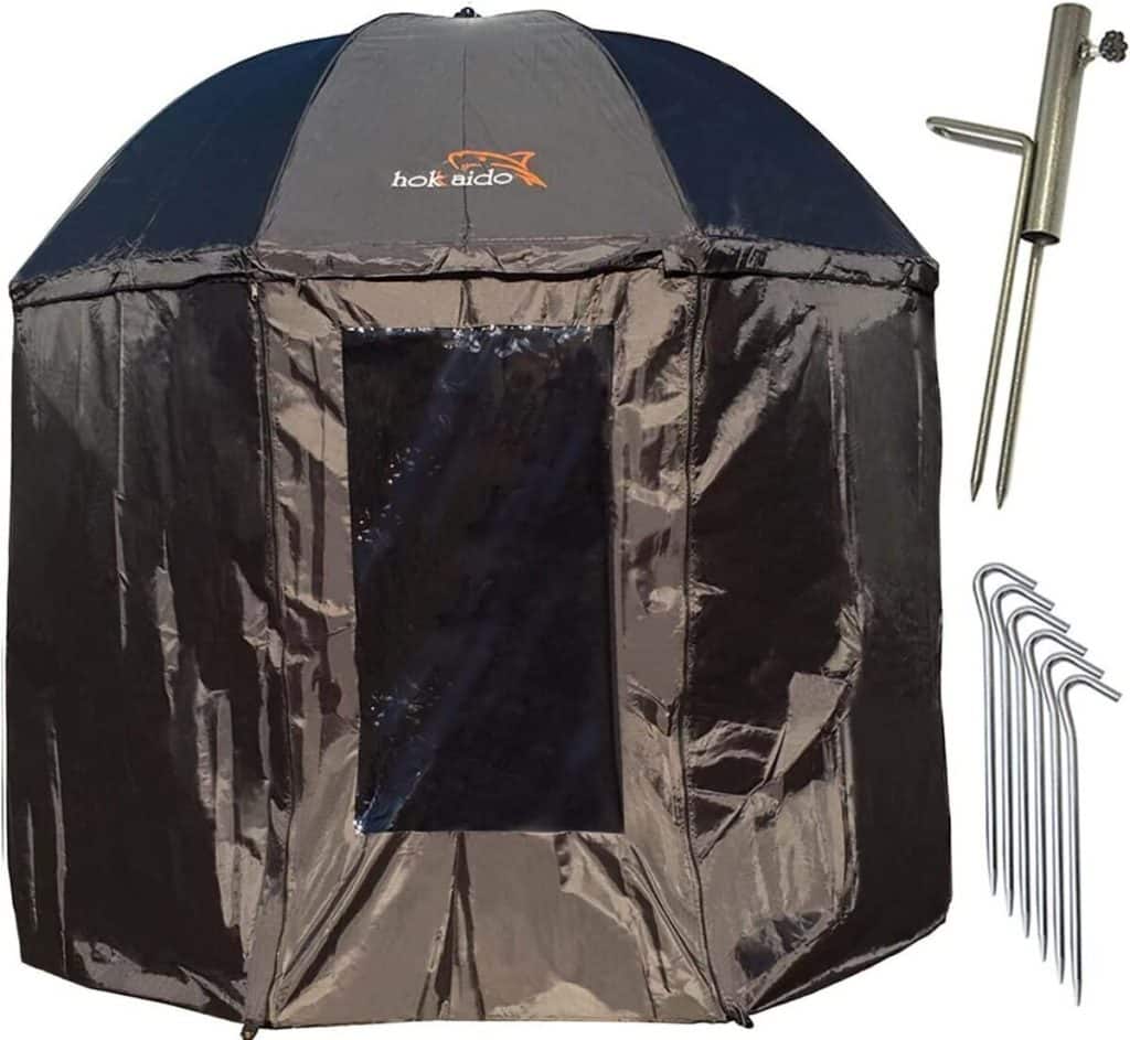 Test du parapluie de pêche Hokkaido 250 CM : protection complète et accessoires pratiques