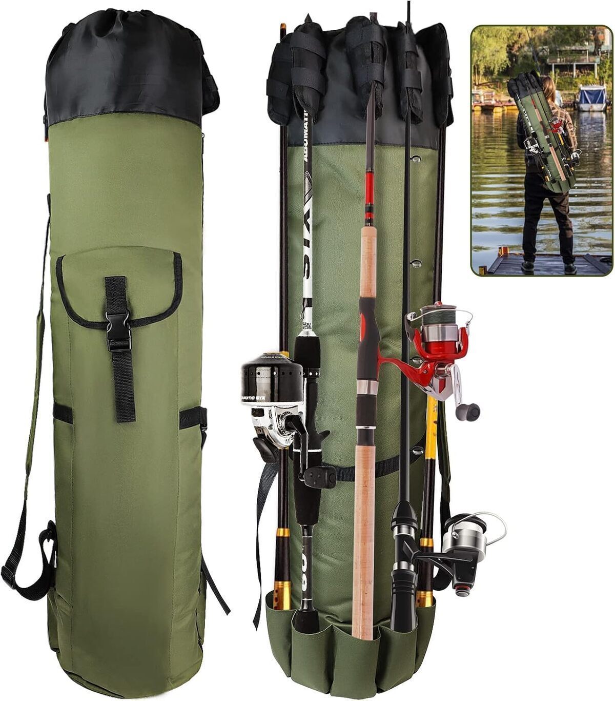 Test du sac de pêche FOUUAAOOU en tissu Oxford vert